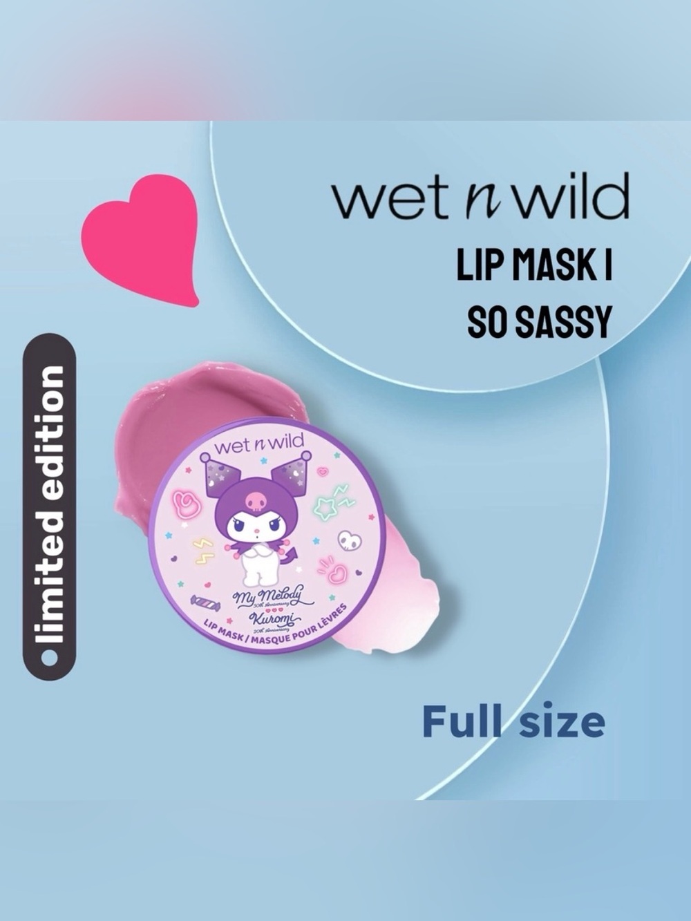 ⚡️🇺🇸🆕📦NIB WET N WILD Melody & Kuromi | LIP MASK | SO SASSY Stawberry